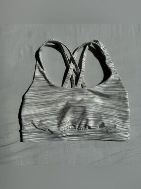 Lululemon Striped Gray & White Energy Bra Size 4